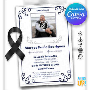 Invitación a la Misa del Séptimo Día con foto