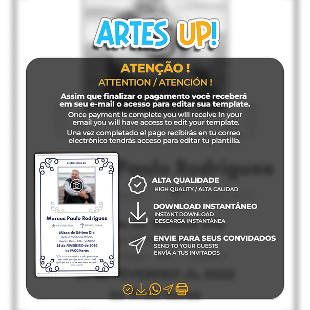 Convite Missa de Sétimo Dia com foto 2