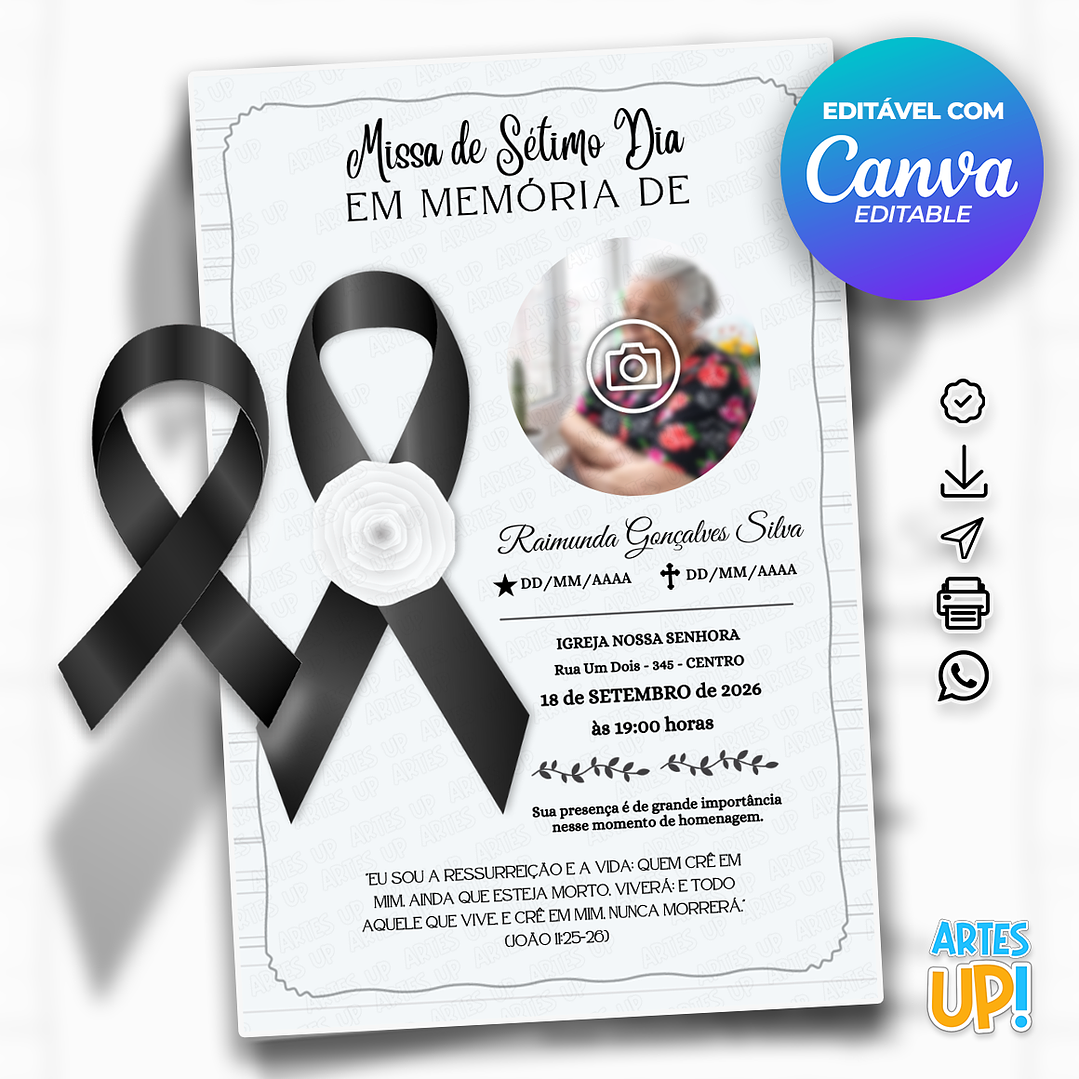 Convite Missa de Sétimo Dia com foto 1