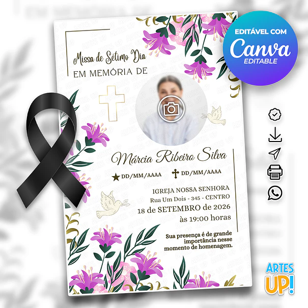 Convite Missa de Sétimo Dia com foto 1