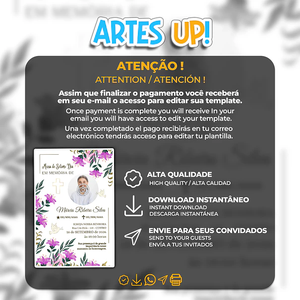 Convite Missa de Sétimo Dia com foto 2