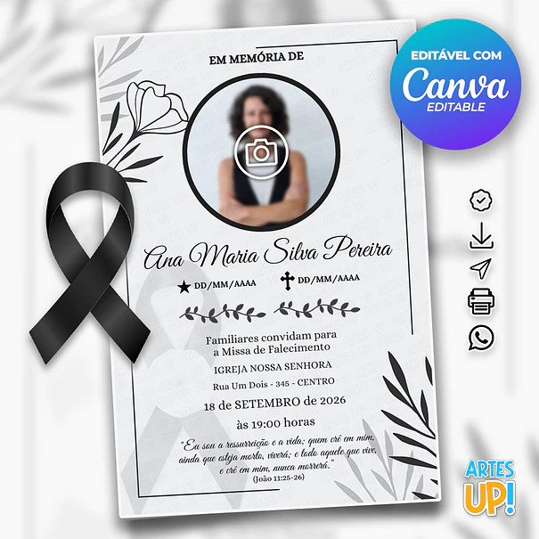 Invitación a la Misa del Séptimo Día con foto 1