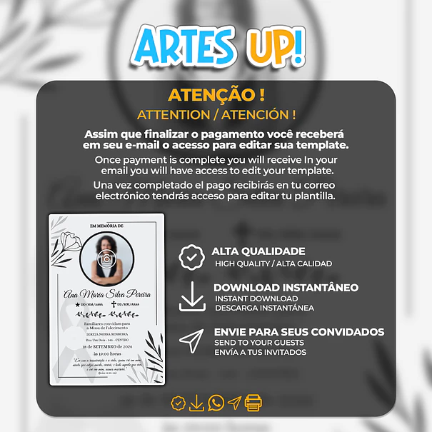 Invitación a la Misa del Séptimo Día con foto 2