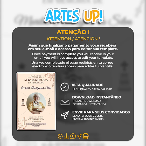 Invitación a la Misa del Séptimo Día con foto 2