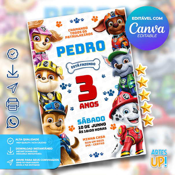 Paw Patrol Birthday Invitation 1
