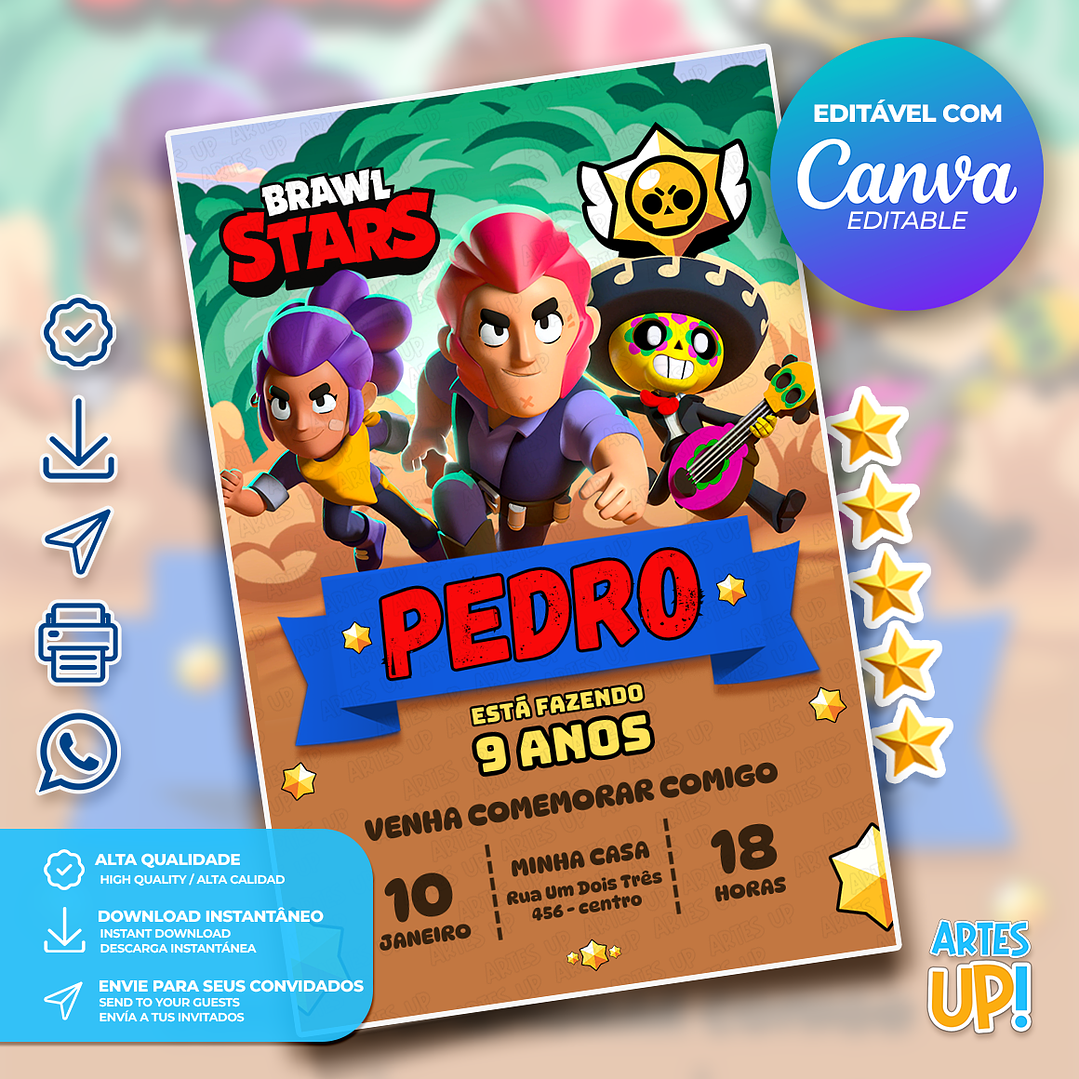 Convite de Aniversário Brawl Stars 1