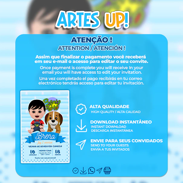 Bento and Toto Birthday Invitation 2