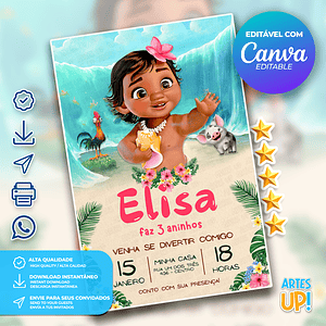 Invitación del cumpleaños del bebé de Moana
