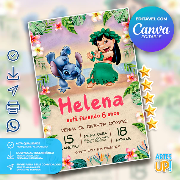Invitación de cumpleaños de Lilo y Stitch 1