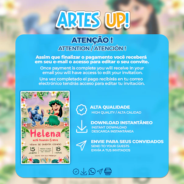 Invitación de cumpleaños de Lilo y Stitch 2