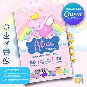 Invitación de cumpleaños de hadas de Peppa Pig