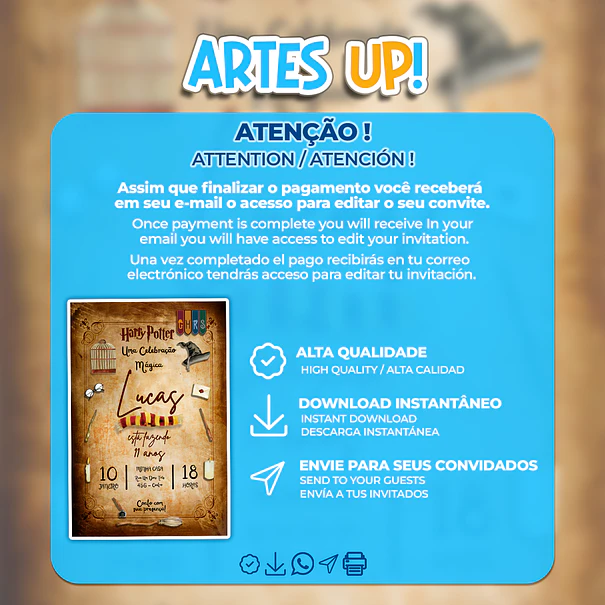 Convite de Aniversário Harry Potter 2