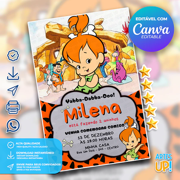 Pebbles Birthday Invitation, The Flintstones 1