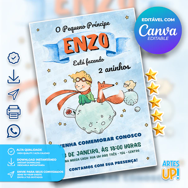 Invitación de cumpleaños de El Principito 1