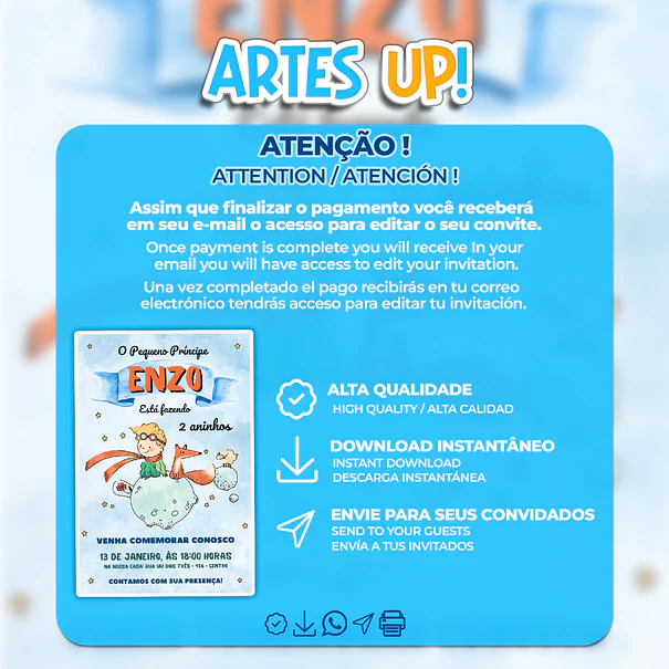 Invitación de cumpleaños de El Principito 2
