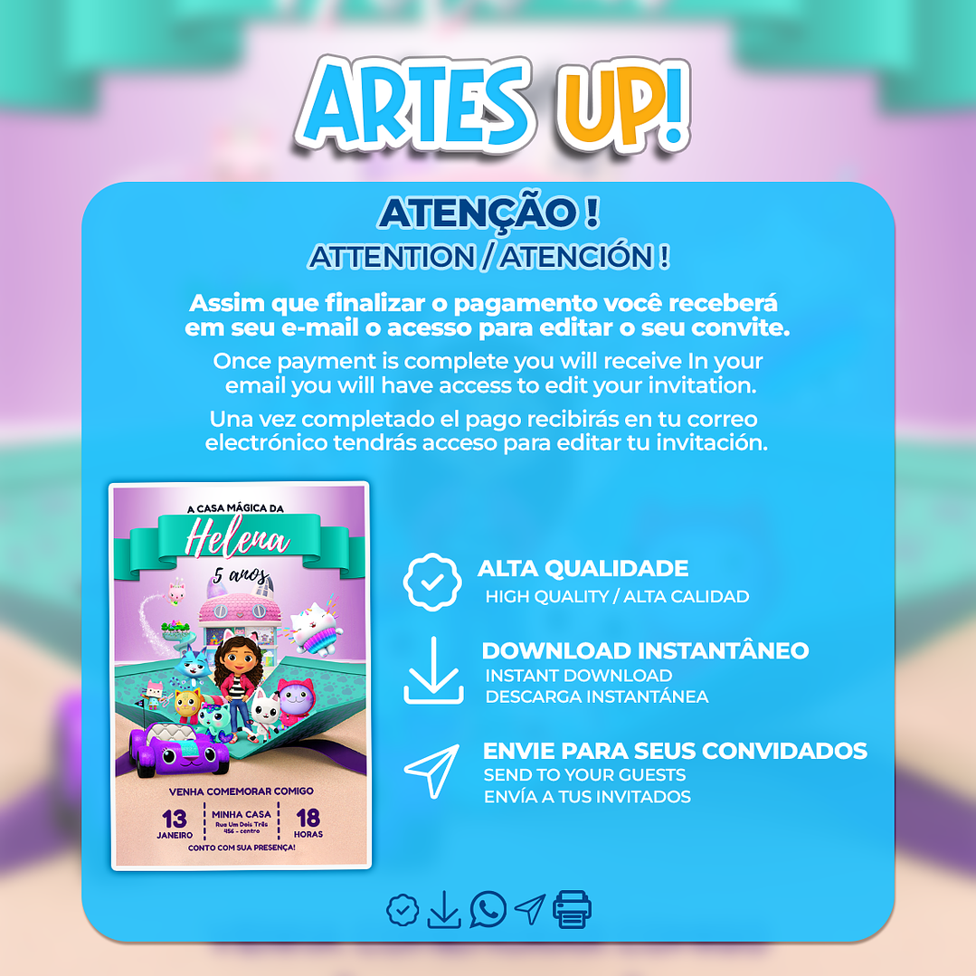 Convite de Aniversário A Casa Mágica da Gabby 2