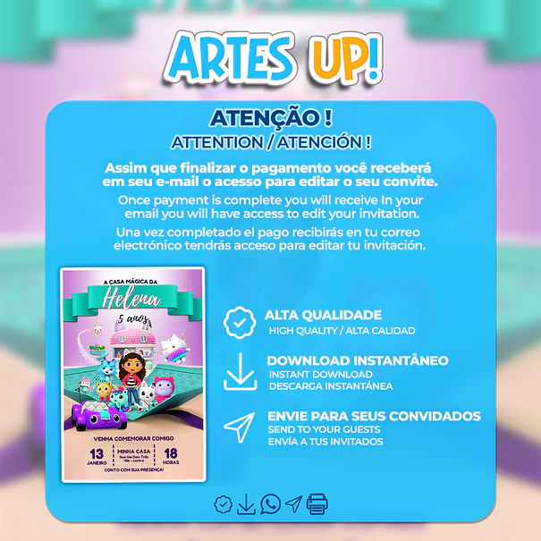 Invitación de cumpleaños de la Casa Mágica de Gabby 2