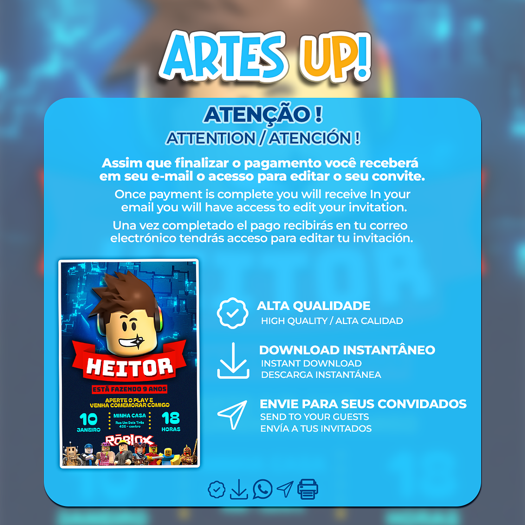 Convite de Aniversário Roblox 2
