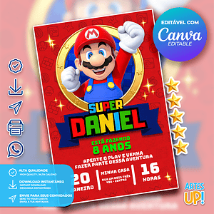 Invitación de cumpleaños de Super Mario Bros.