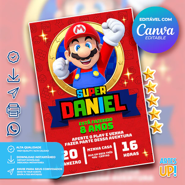 Super Mario Bros Birthday Invitation 1