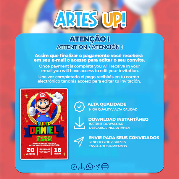 Super Mario Bros Birthday Invitation 2