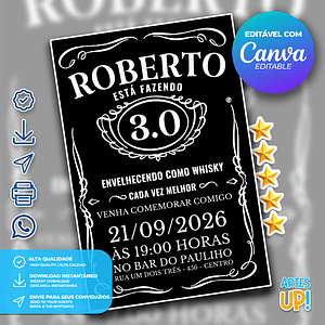 Invitación de cumpleaños de la etiqueta del whisky Jack Daniels