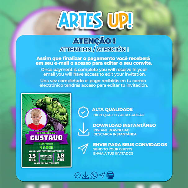 The Incredible Hulk Birthday Invitation with Photo 2