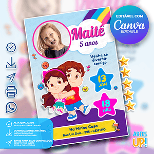 Invitación de cumpleaños de María Clara y JP con foto