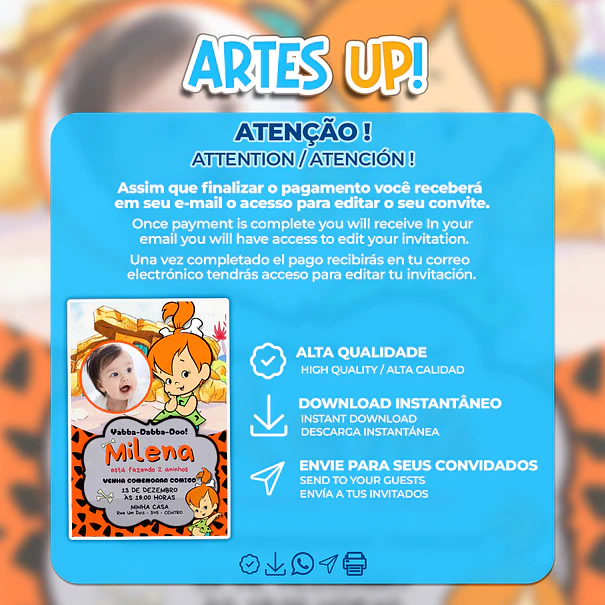 Invitación de cumpleaños de Pebbles, Los Picapiedra con foto 2