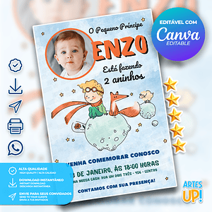 Invitación de cumpleaños del Principito con foto