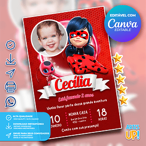 Invitación de cumpleaños de Mariquita con foto