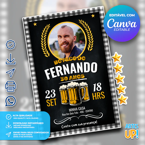 Beer Bar Birthday Invitation with Photo 1