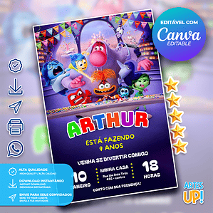 Convite de Aniversário Divertida Mente