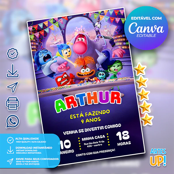 Inside Out Birthday Invitation 1