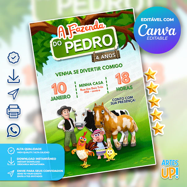 Invitación de cumpleaños de la granja de Zenón 1