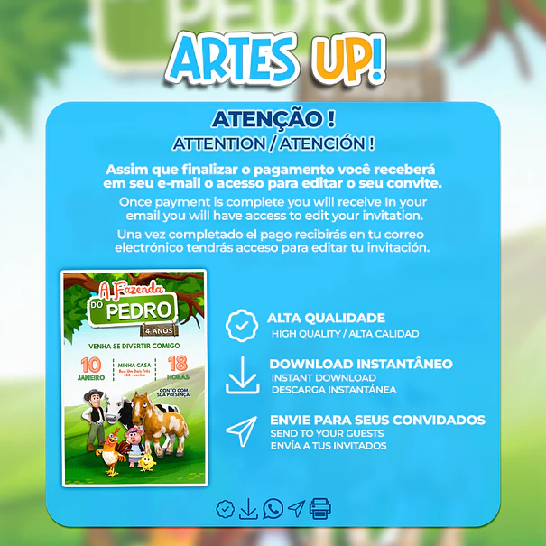 Invitación de cumpleaños de la granja de Zenón 2