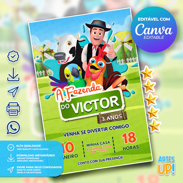 Convite de Aniversário A Fazenda do Zenon 1