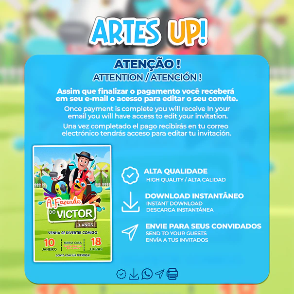 Convite de Aniversário A Fazenda do Zenon 2
