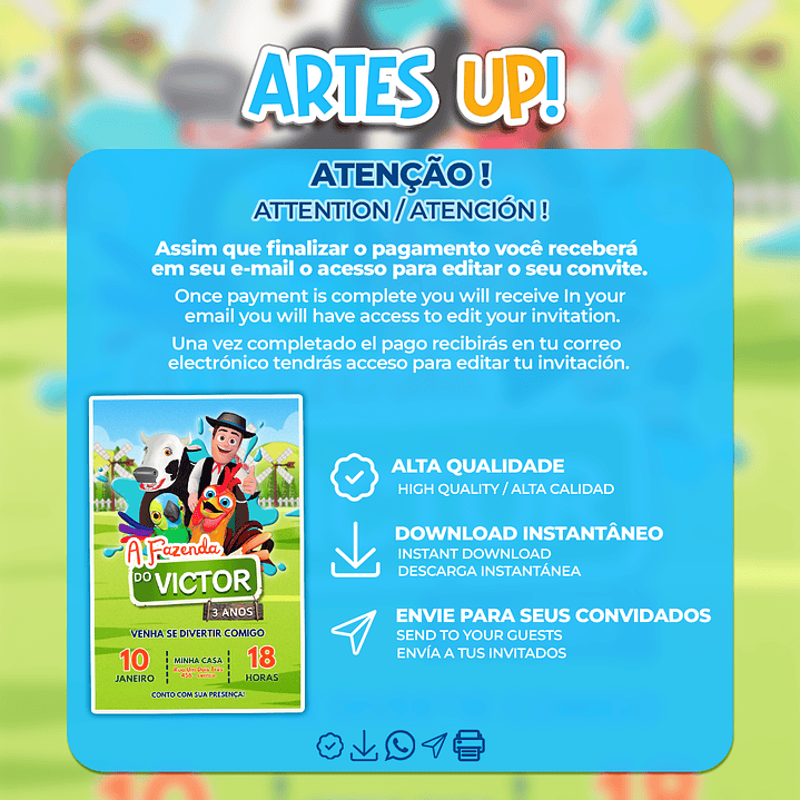 Convite de Aniversário A Fazenda do Zenon 2