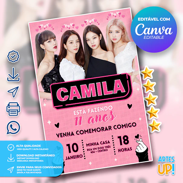 Convite de Aniversário Blackpink 1