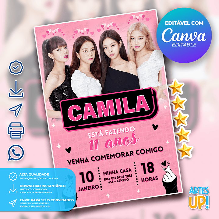 Convite de Aniversário Blackpink 1