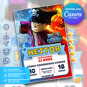 Invitación de cumpleaños de frutas Blox 