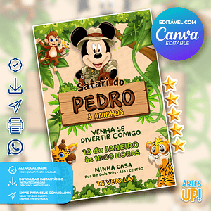 Invitación de cumpleaños de Mickey Mouse Safari