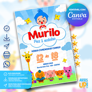 Invitación de cumpleaños de Plim Plim, un héroe del corazón