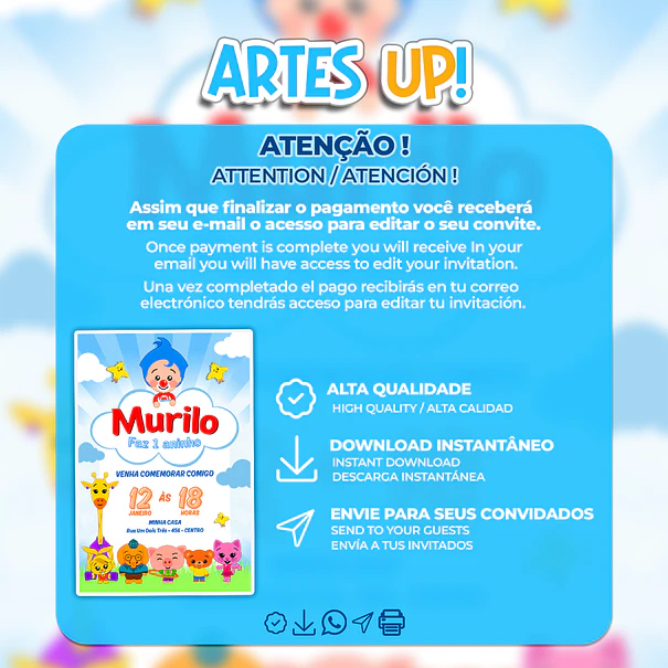 Invitación de cumpleaños de Plim Plim un héroe del corazón 2
