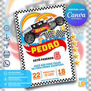 Invitación de cumpleaños de Hot Wheels