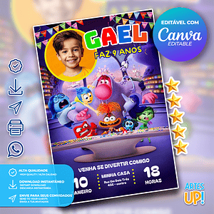 Invitación de cumpleaños de adentro hacia afuera con foto