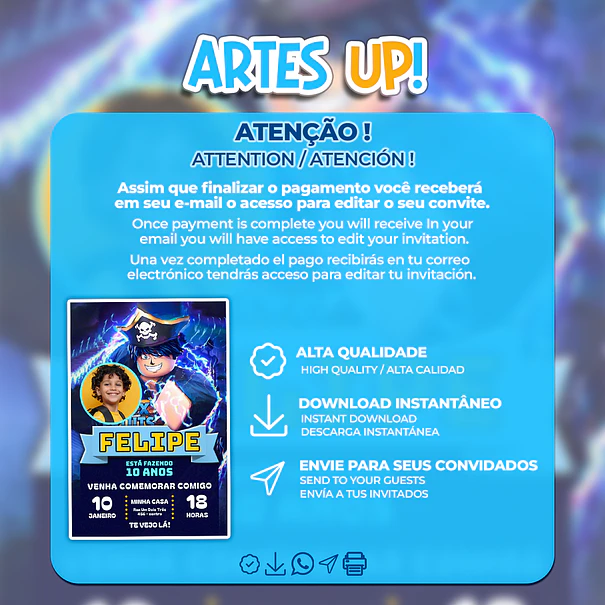 Convite de Aniversário Blox Fruits com Foto  2