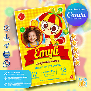 Invitación de cumpleaños de Emilia Sítio do Picapau Amarelo con foto 