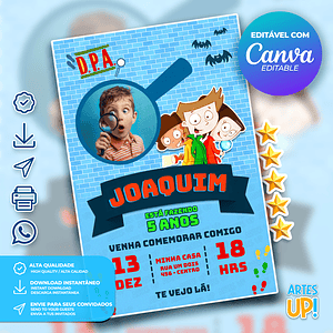 Invitación de cumpleaños de DPA de Blue Building Detectives con foto